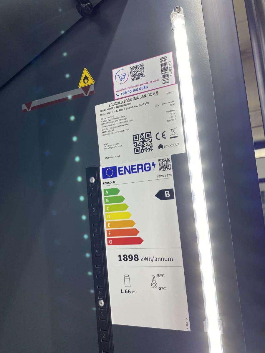 Új ECOCOLD KIWI 1270 2D beépített aggregátoros hűtő (+) – termékfotó 45° nézet