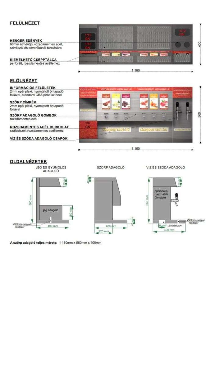 Szörpadagoló berendezés bag in box – termékfotó jobb oldalról