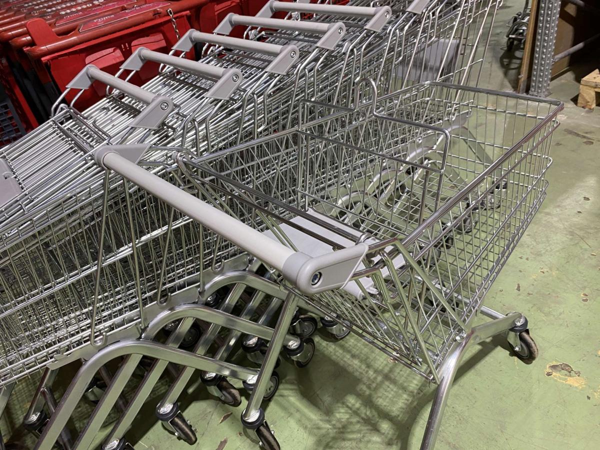 Felújított Wanzl EL 75 bevásárlókocsi szürke műanyagokkal – termékfotó felülnézet