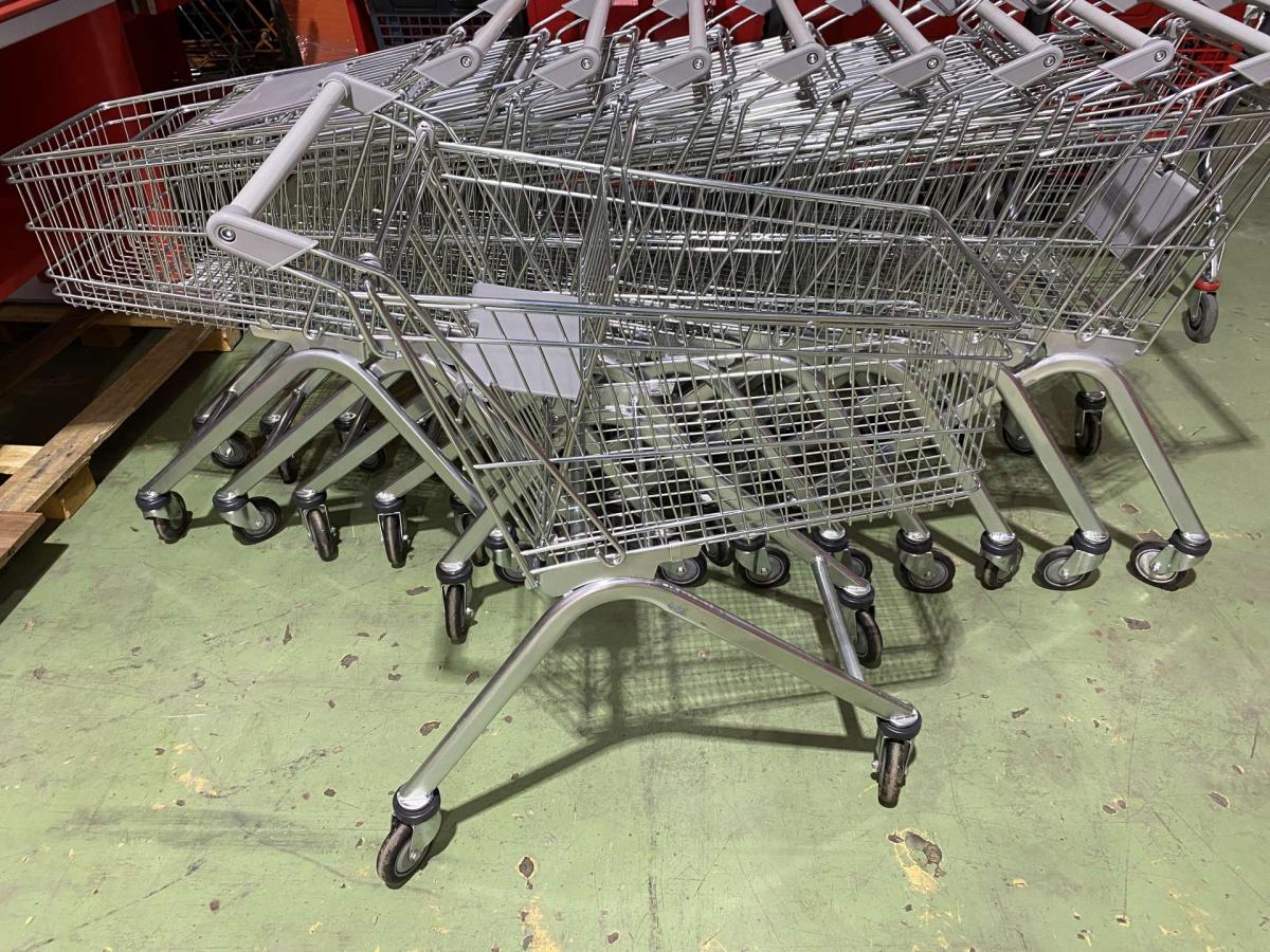 Felújított Wanzl EL 75 bevásárlókocsi szürke műanyagokkal – termékfotó részlet