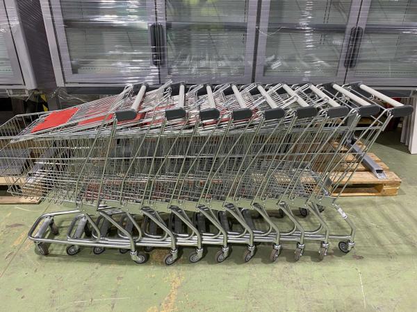 Felújított BUKO bevásárlókocsi szürke műanyagokkal 50 L