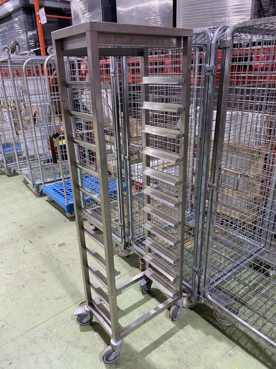 Tálcagyűtő kocsi, rozsdamentes – termékfotó felülnézet