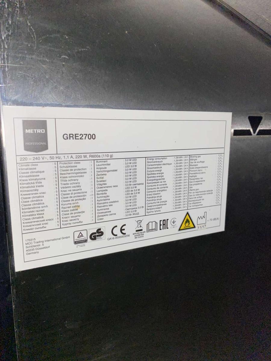 Rozsdamentes nagykonyhai háttérhűtő 455 liter – termékfotó részlet