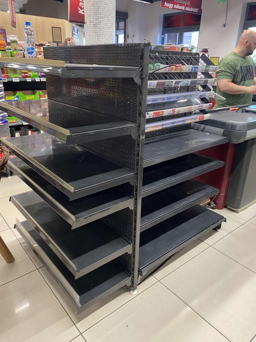 Kasszagondola, kasszaregál, kasszapolc – termékfotó jobb oldalról