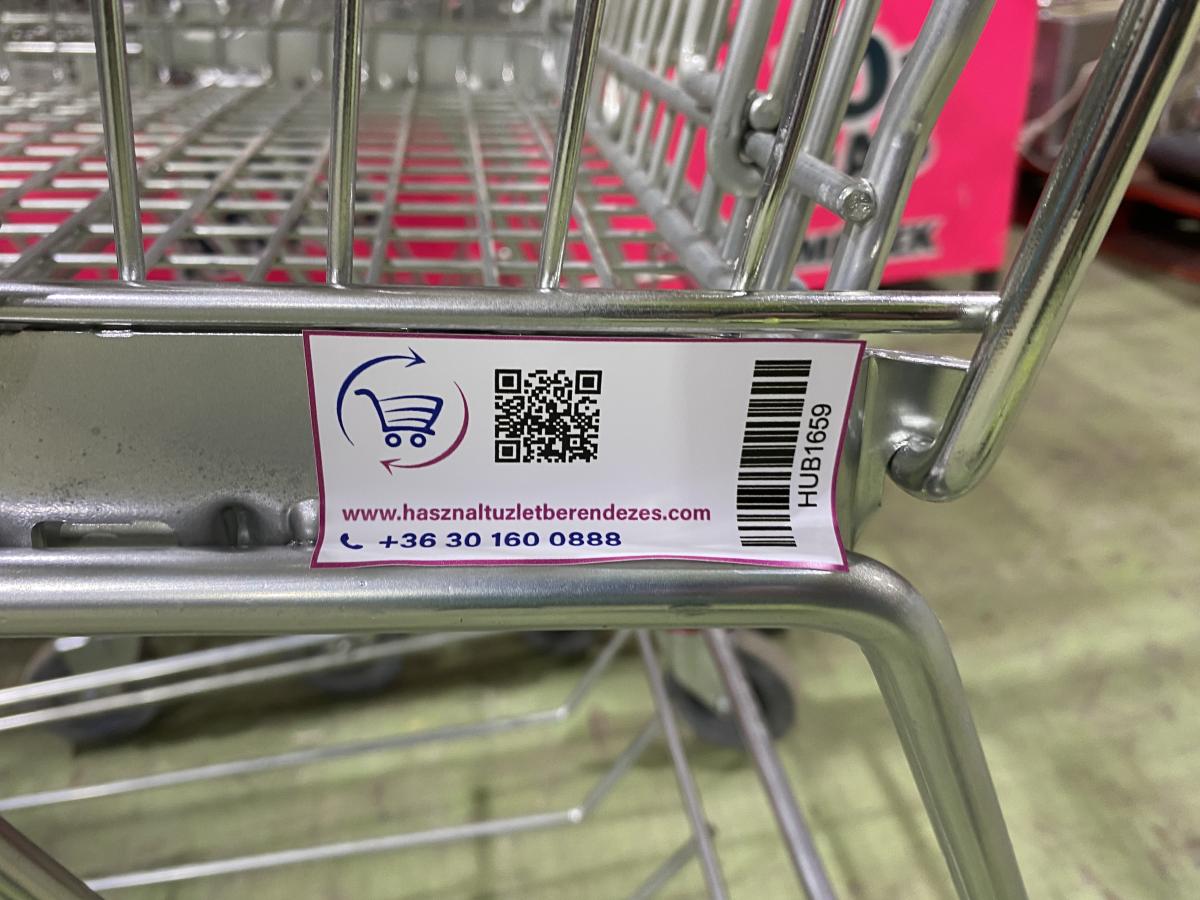 Felújított Wanzl D130RC bevásárlókocsi szürke műanyagokkal – termékfotó 45° nézet
