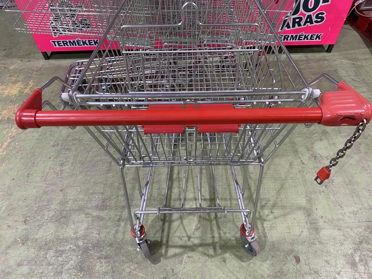 Felújított Wanzl D130RC bevásárlókocsi szürke műanyagokkal – termékfotó bal oldalról