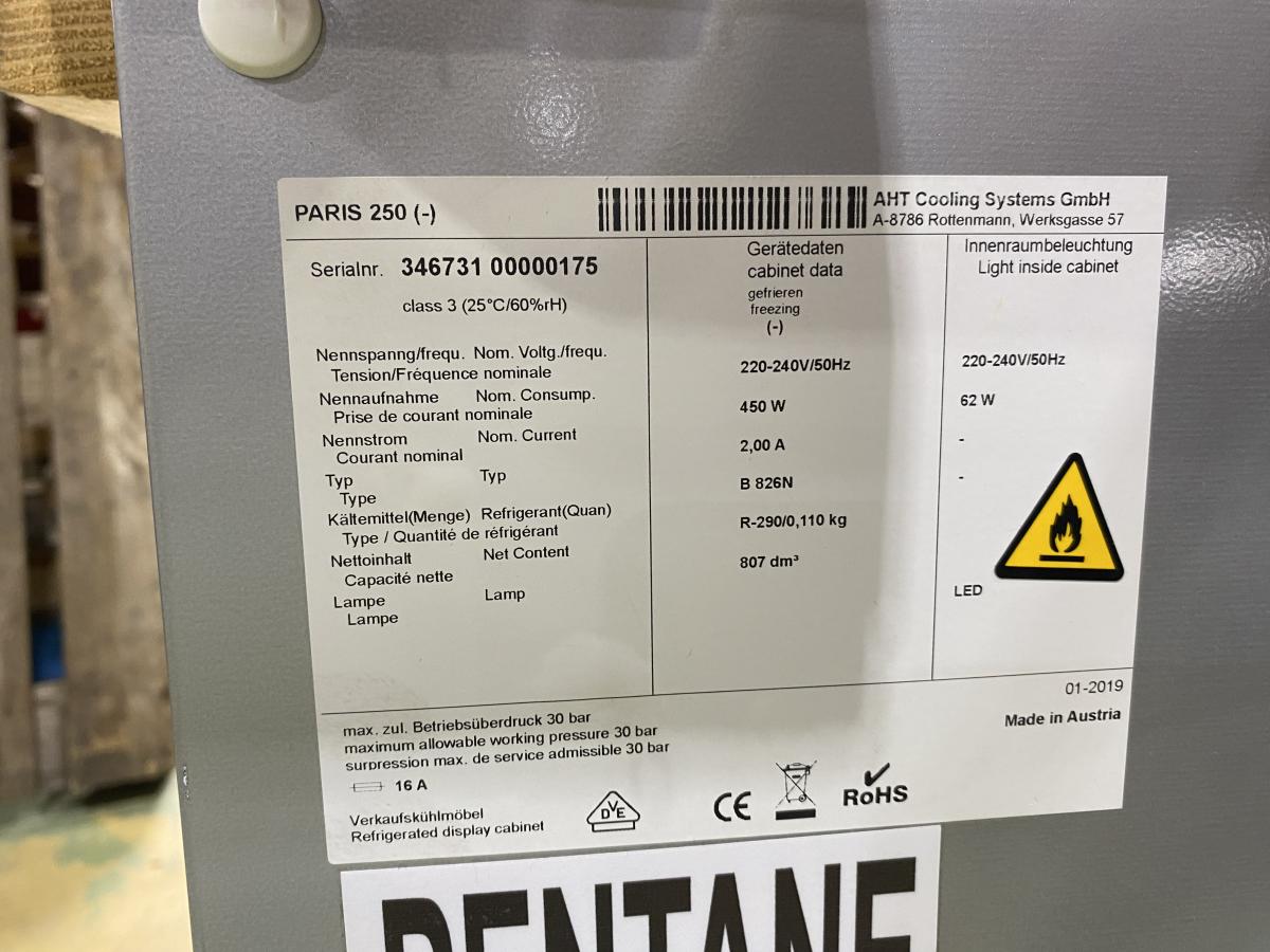 AHT Paris 250 fagyasztóláda szürke – termékfotó alulnézet