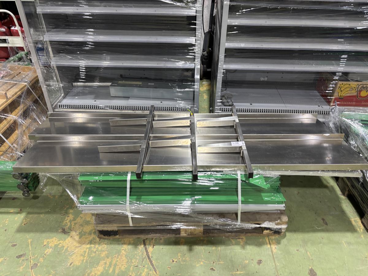 Rozsdamentes falipolc kétszintes 200×30 cm – termékfotó jobb oldalról