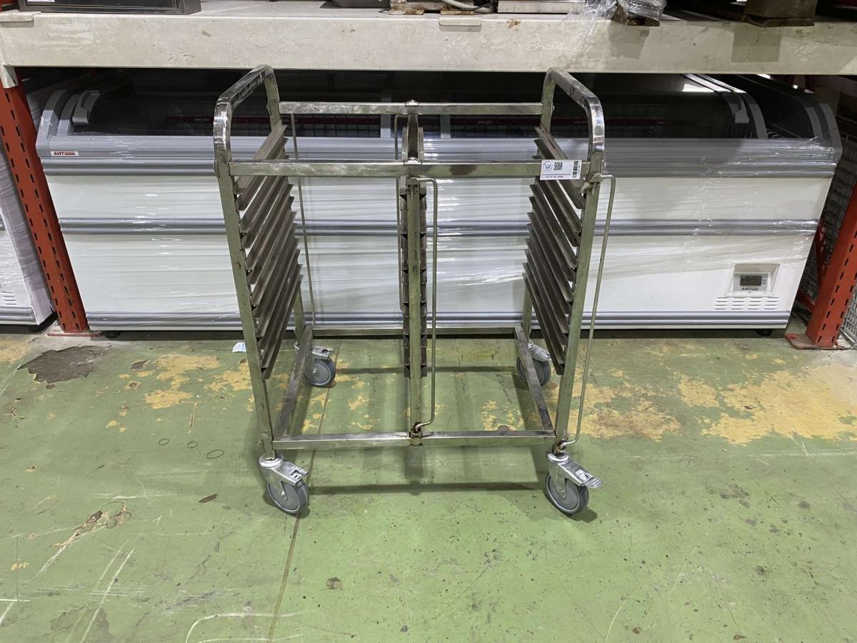 Rozsdamentes tálcaszállító kocsi 75*58*100 – termékfotó bal oldalról