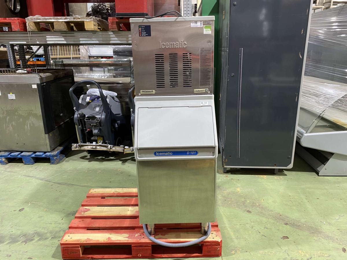 Jégkásagép Icematic F120 + D101 tartály; jéggép – termékfotó hátulról
